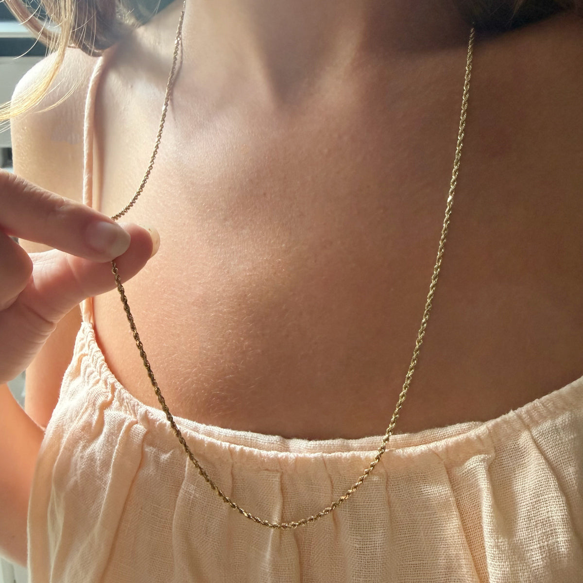 14K Gold Vintage Twisted Chain Necklace - 23.5 inches