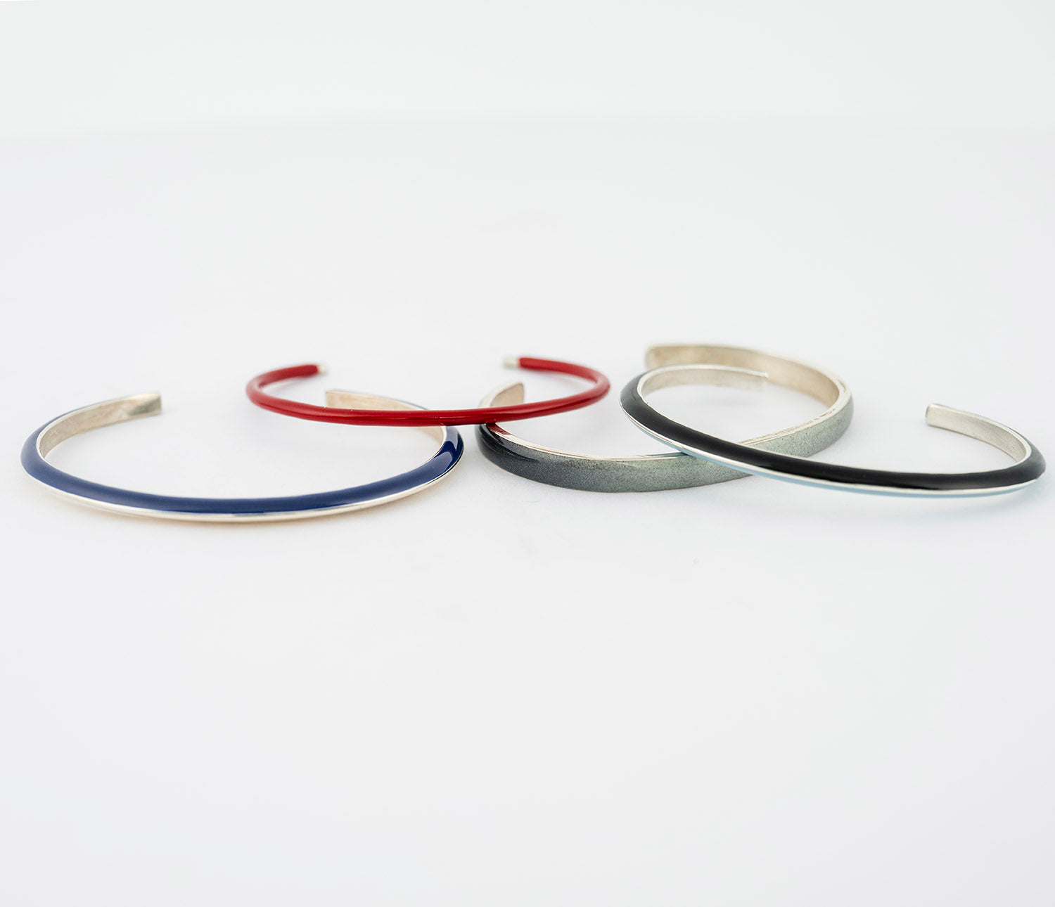 Black & Light Blue Enamel Knife Edge Cuff Bracelet