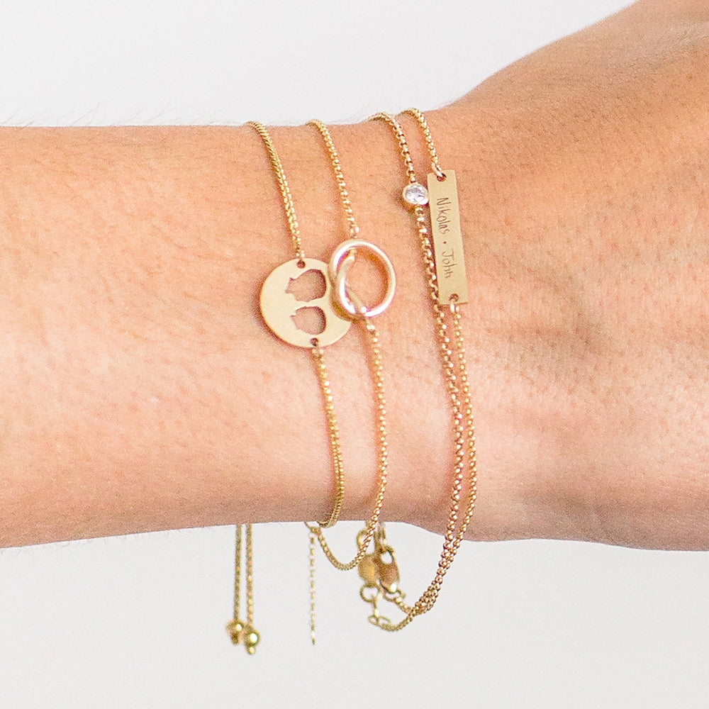 My Love - Double Silhouette Bracelet with Adjustable Chain