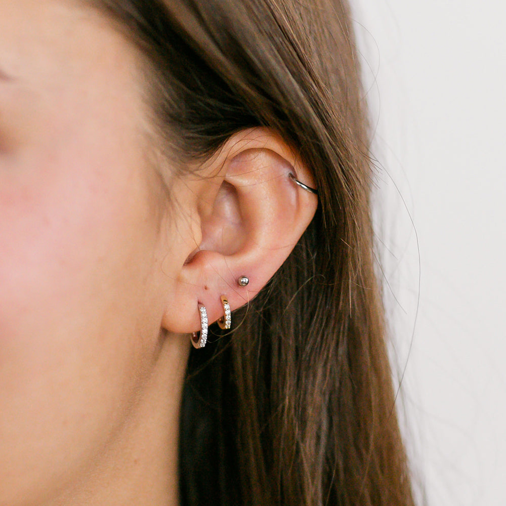 Petite Diamond Huggie Hoop Earrings - Vana Chupp Studio
