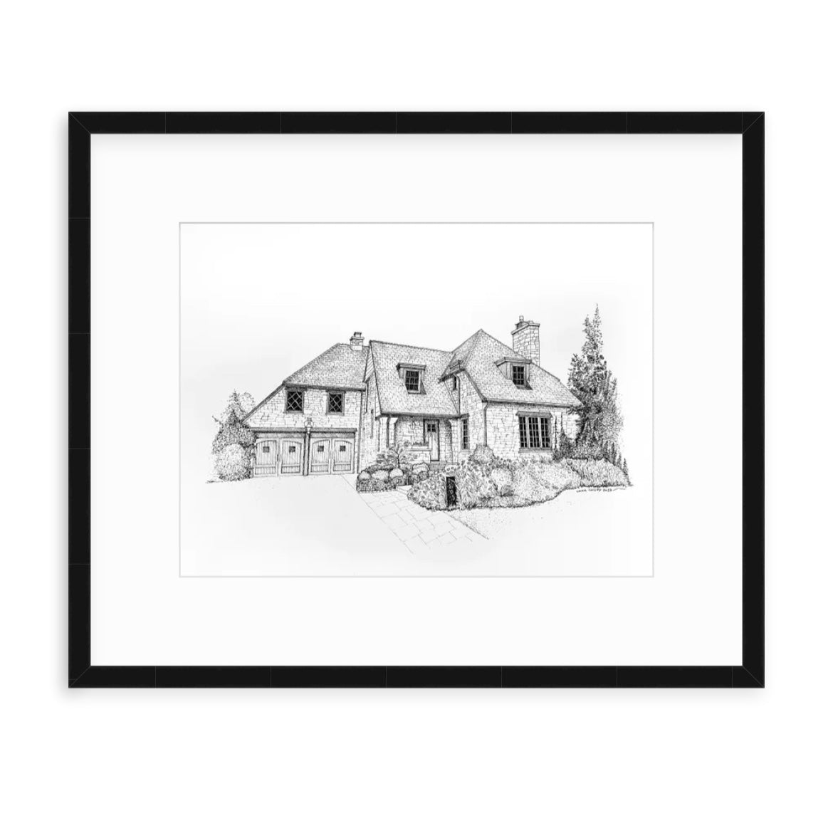 Custom House Illustration - Black Ink - Vana Chupp Studio