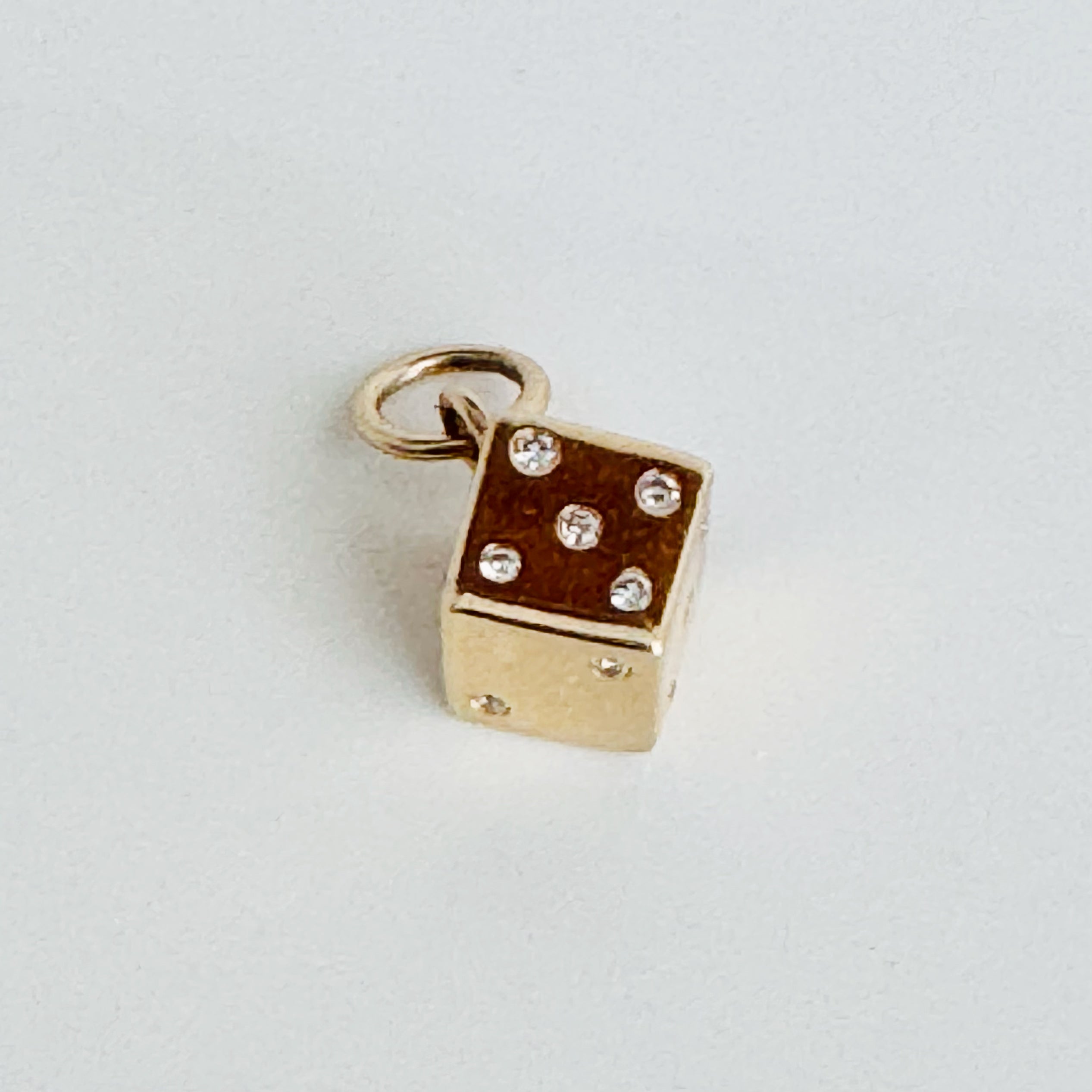 14K Diamond Dice Charm