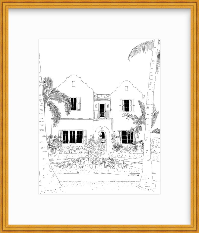 Custom Digital Architectural House Illustration (Framed)
