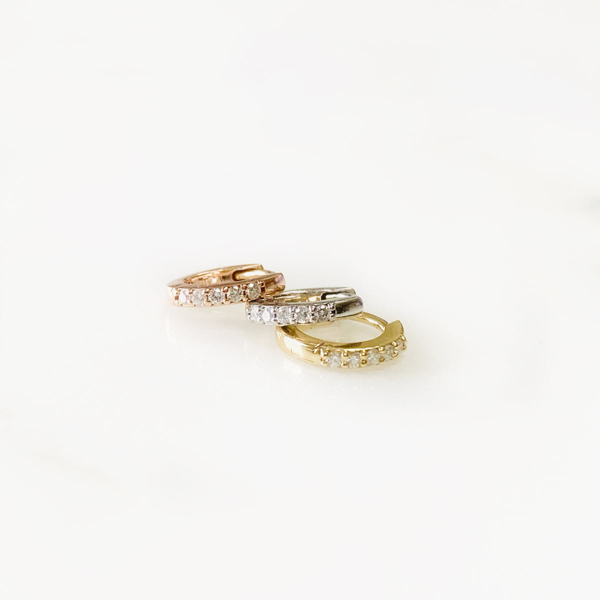 Petite Diamond Huggie Hoop Earrings - Vana Chupp Studio