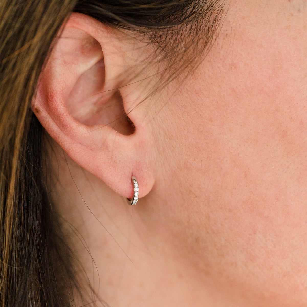 Petite Diamond Huggie Hoop Earrings - Vana Chupp Studio