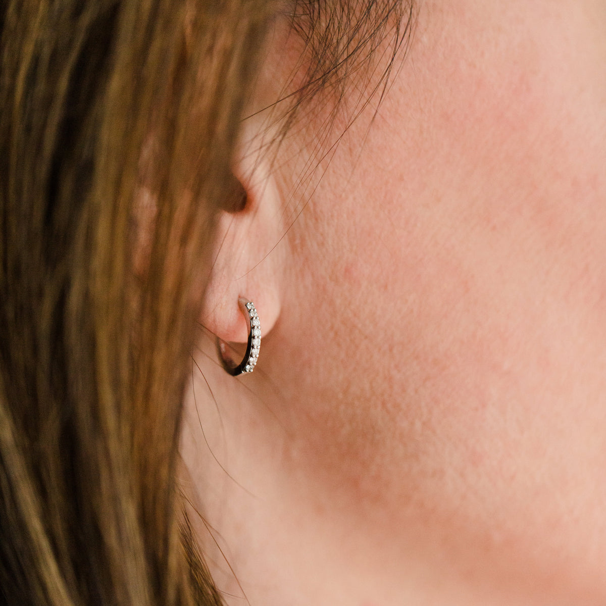Petite Diamond Huggie Hoop Earrings - Vana Chupp Studio