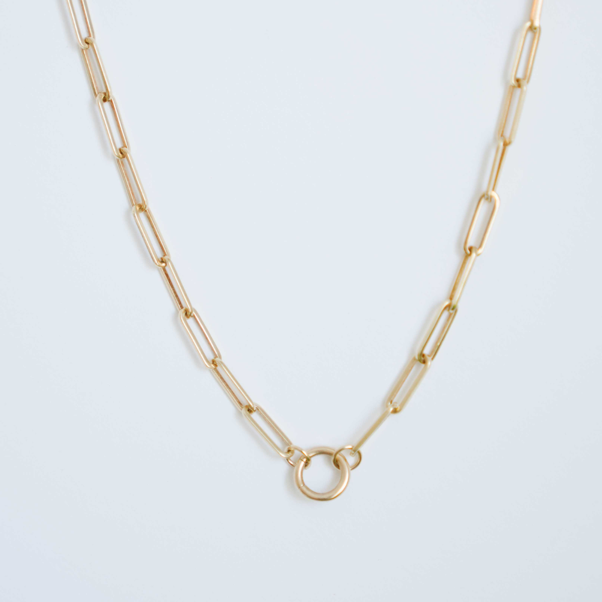 Heavy Weight Paper Clip Chain with Small Round Charm Holder