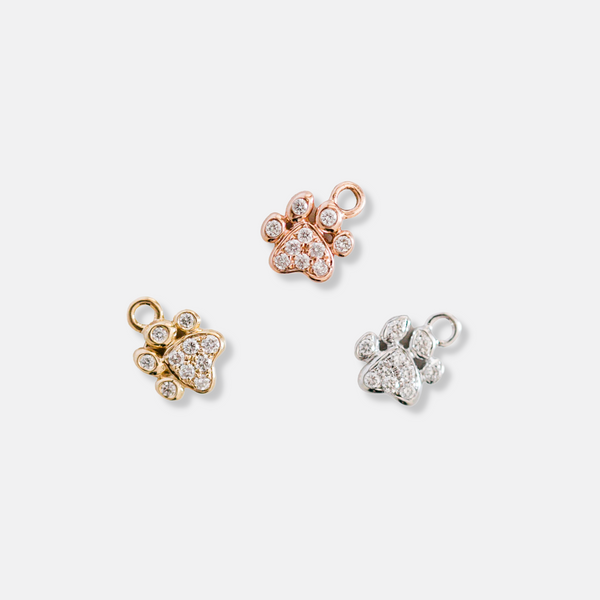 Pave Diamond Petite Paw Print Charm Vana Chupp Studio
