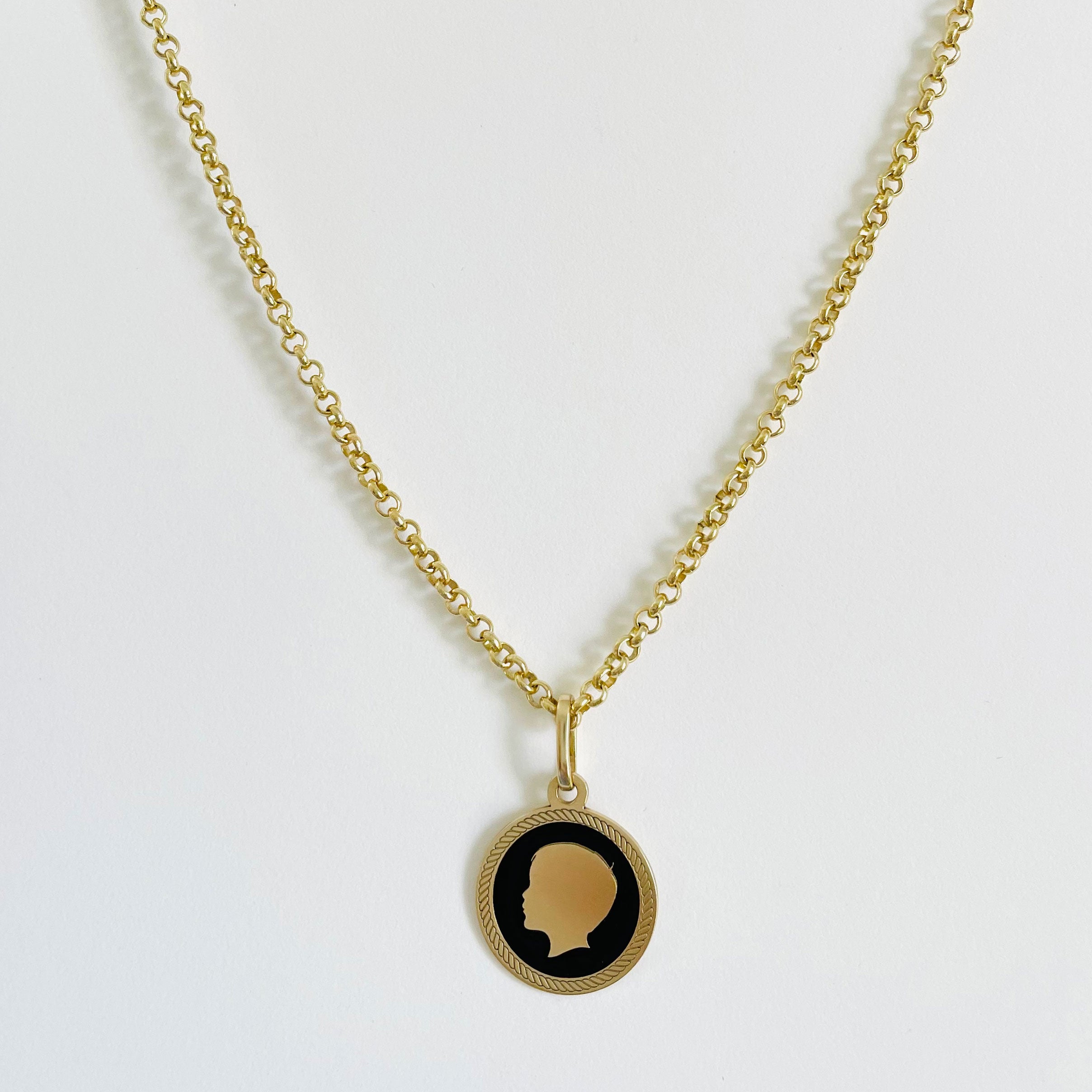 Gold Charm Necklace for Her with 2 Charm Holder Stations | Oval Rolo Link, Personalized Necklace | Wellesley Row 22