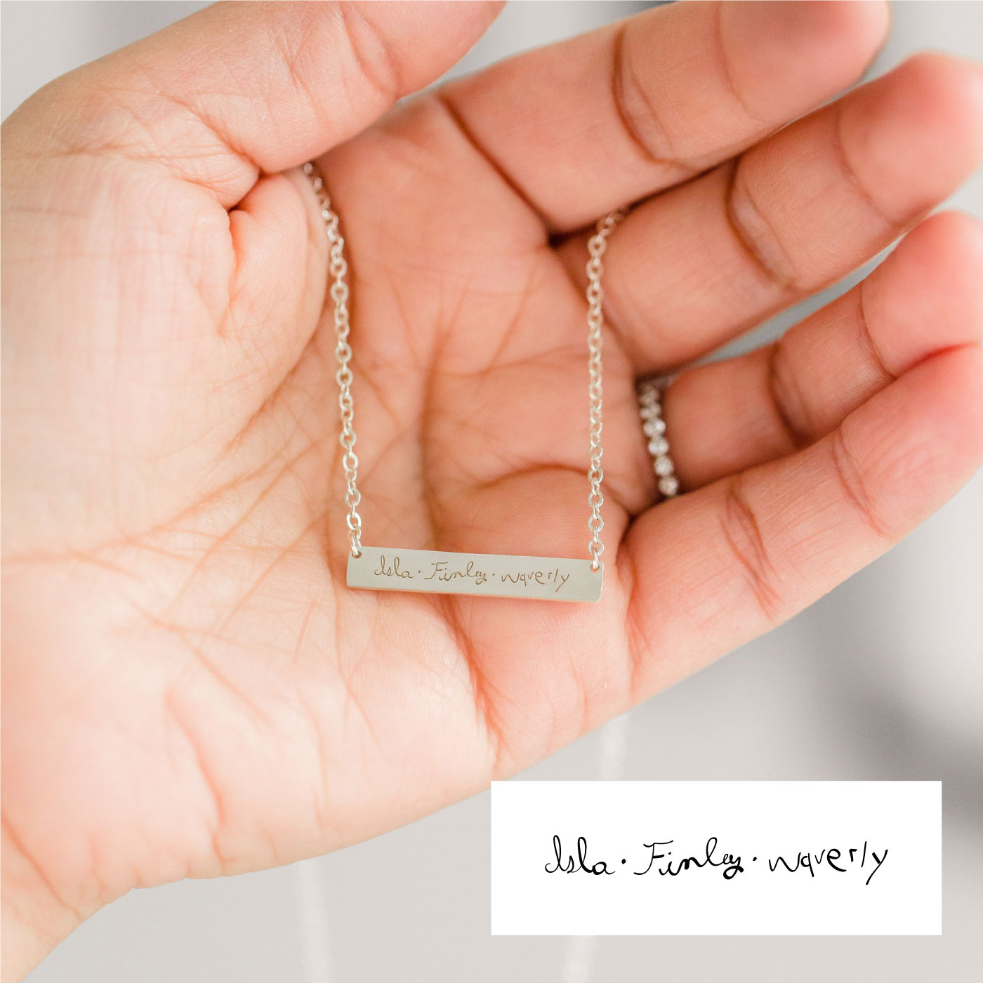 Silver Engraved Bar Necklace – Shopkolohe.com