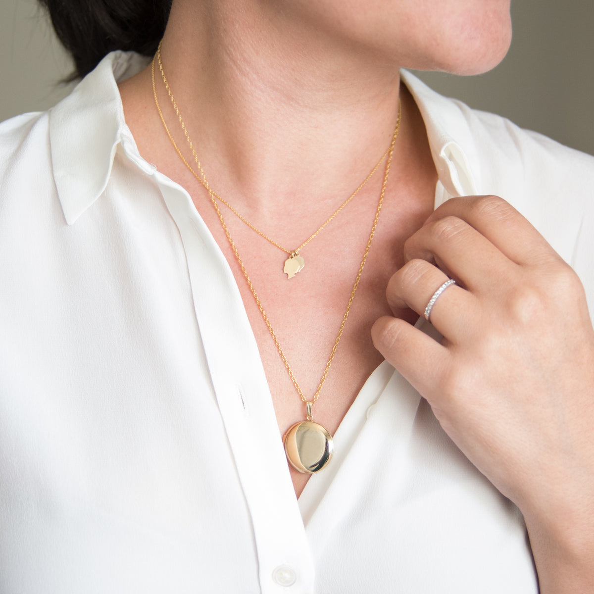 Large Silhouette Locket - Gold Filled - Vana Chupp Studio
