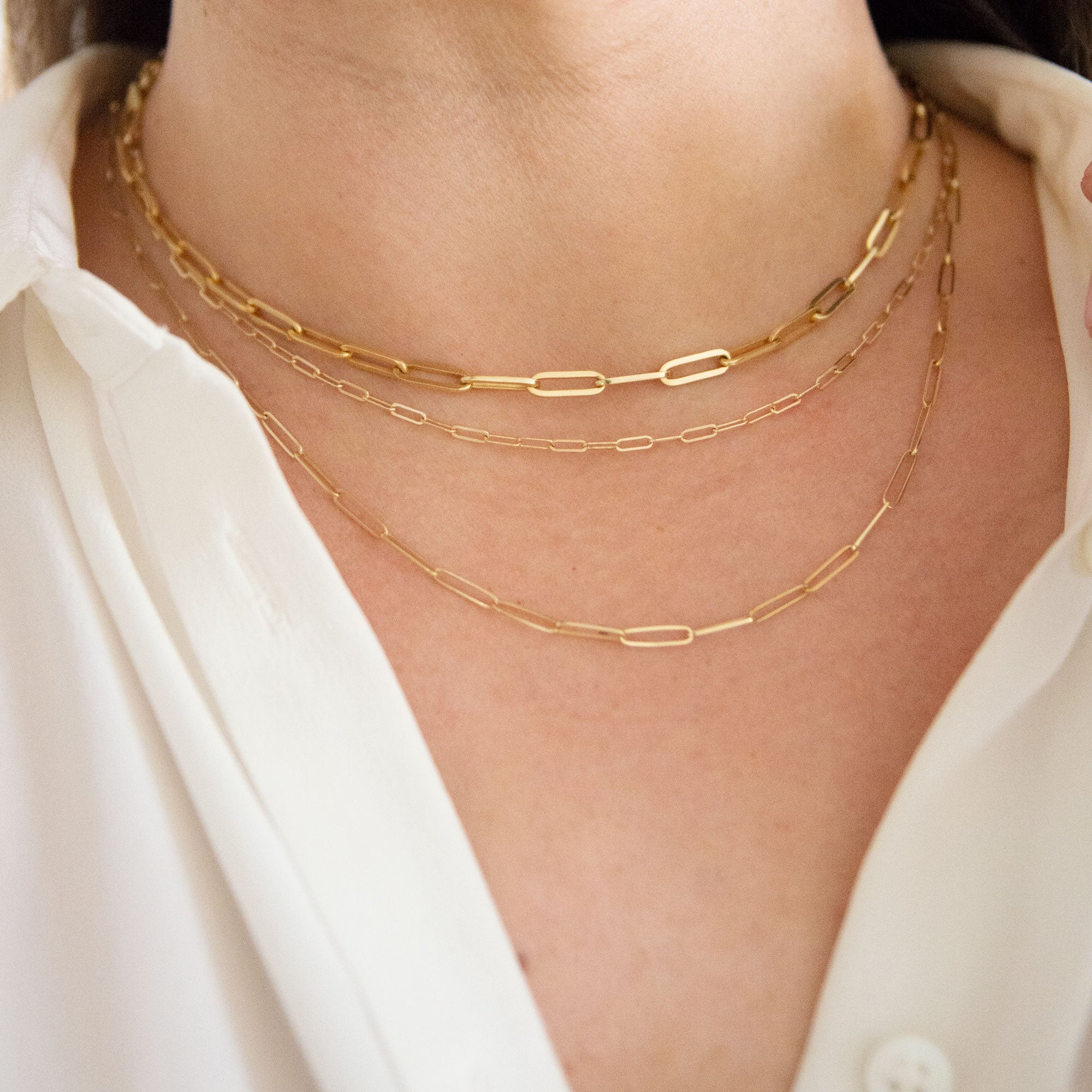 14K Paper Clip Chain Necklace - Medium Weight - Vana Chupp Studio
