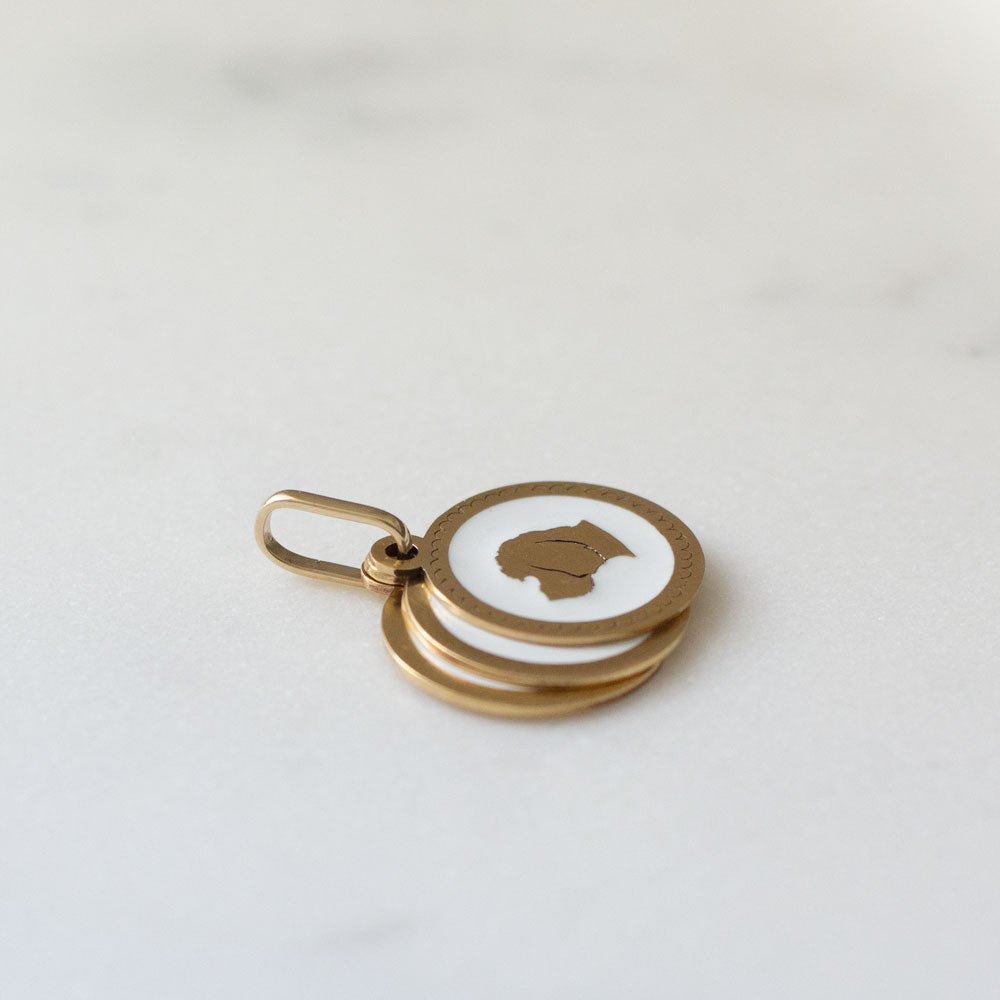 Silhouette Enamel Medallion - Scallop Border - Vana Chupp Studio