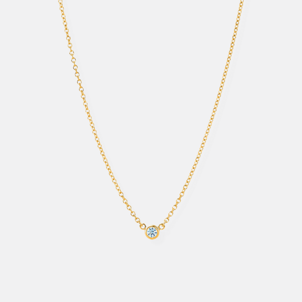 14K Gold Modern Diamond Solitaire Necklace