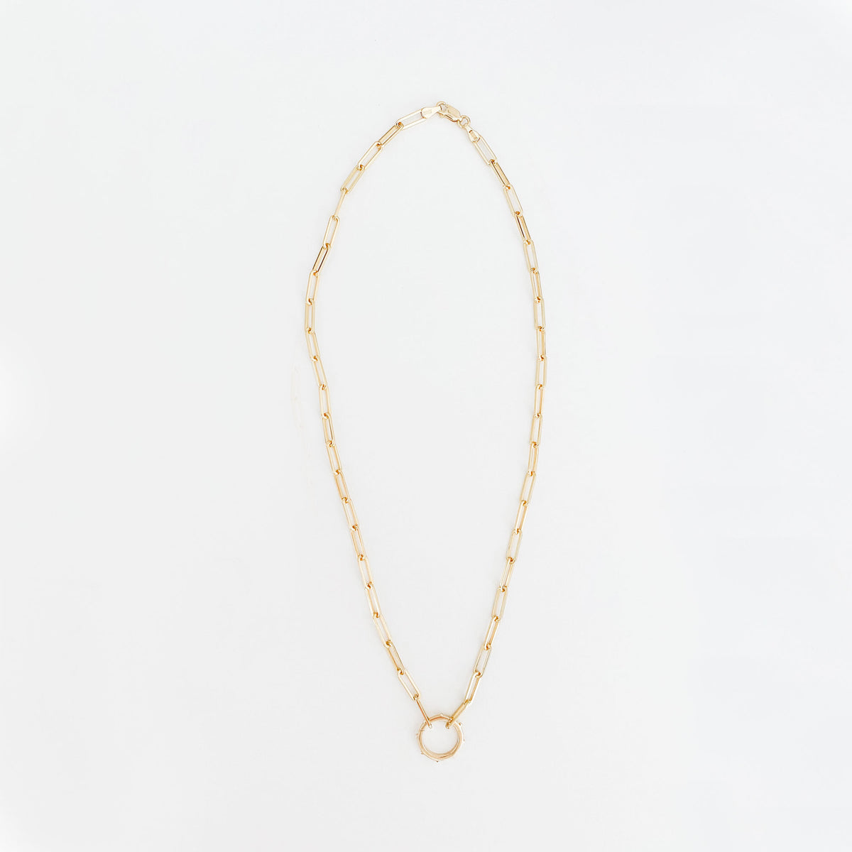 Heavy Weight Paperclip Chain Necklace with Charm Holder - Vana Chupp Studio