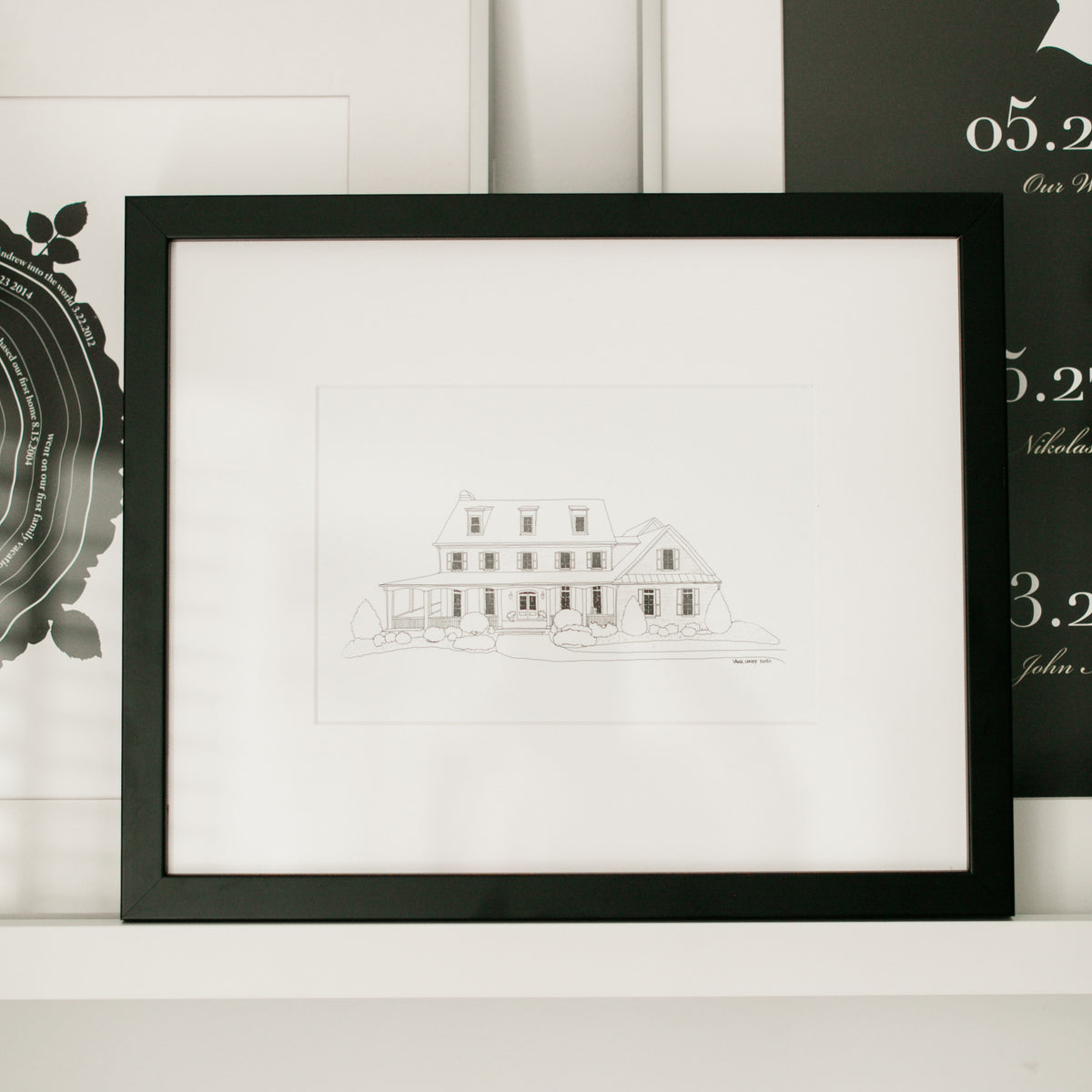 Custom Digital Architectural House Illustration (Framed) - Vana Chupp Studio