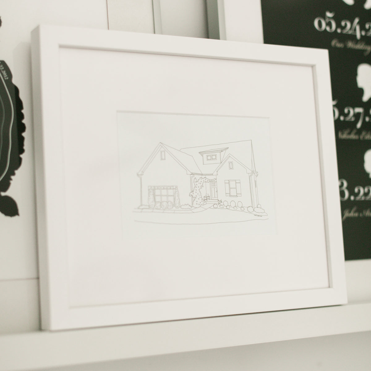 Custom Digital Architectural House Illustration (Framed) - Vana Chupp Studio