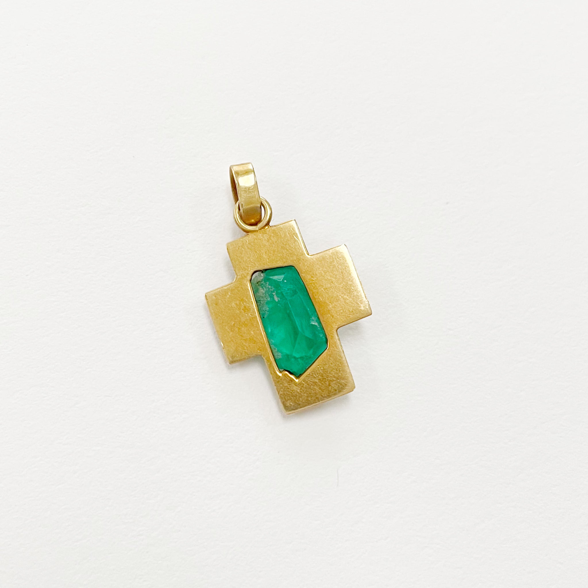 Vintage 18K Cross with Emerald Christ