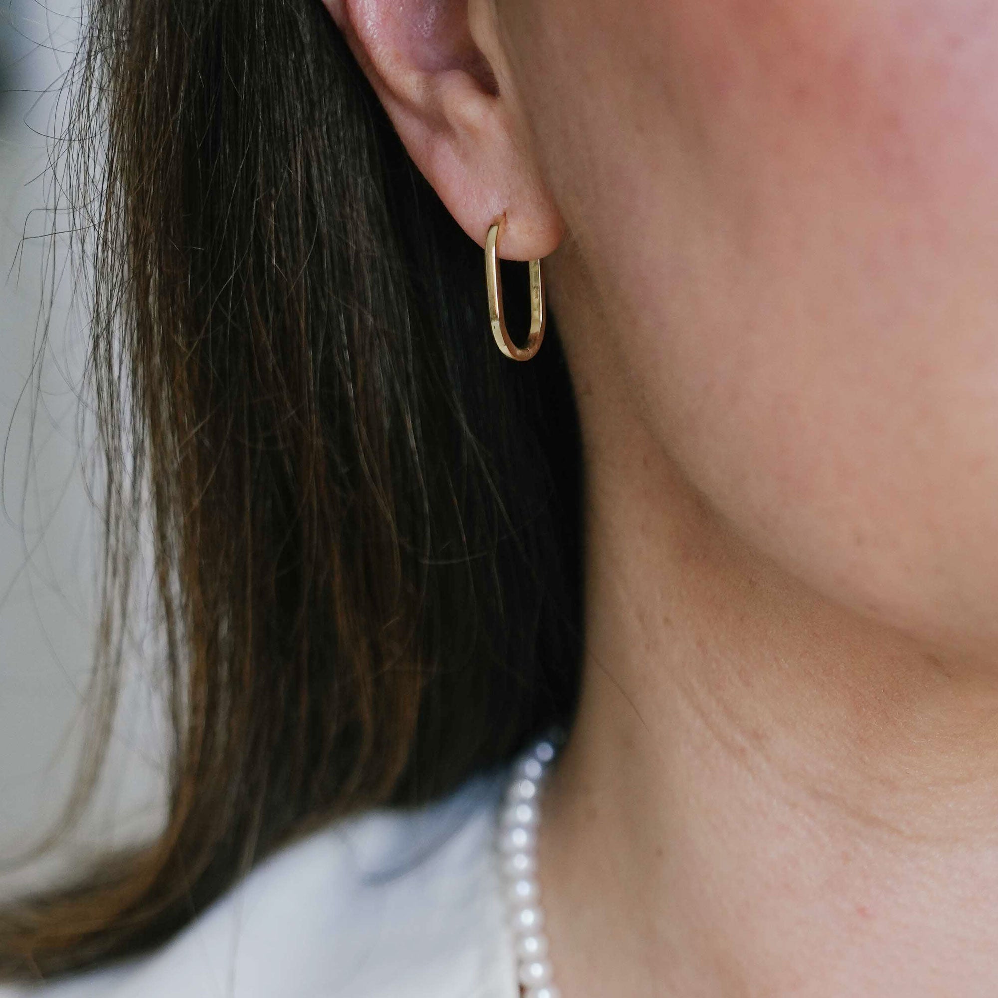 Gold Plated Sterling Silver Long Oval Huggie Earrings - Lovisa