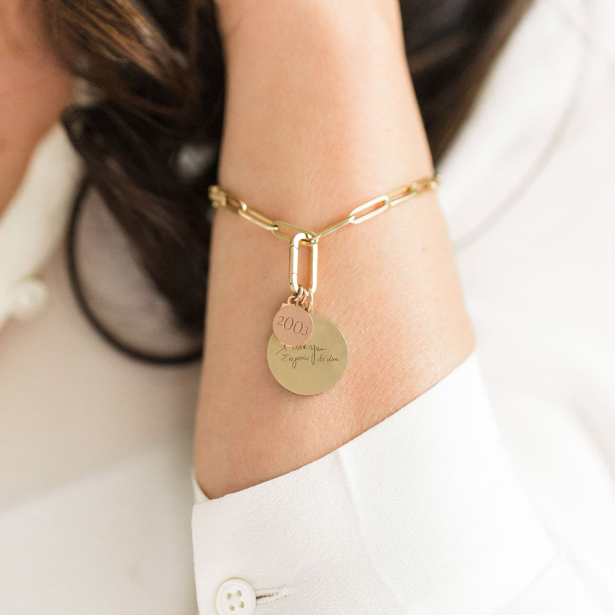 Heavy Weight Paper Clip Bracelet with Charm Holder - Vana Chupp Studio
