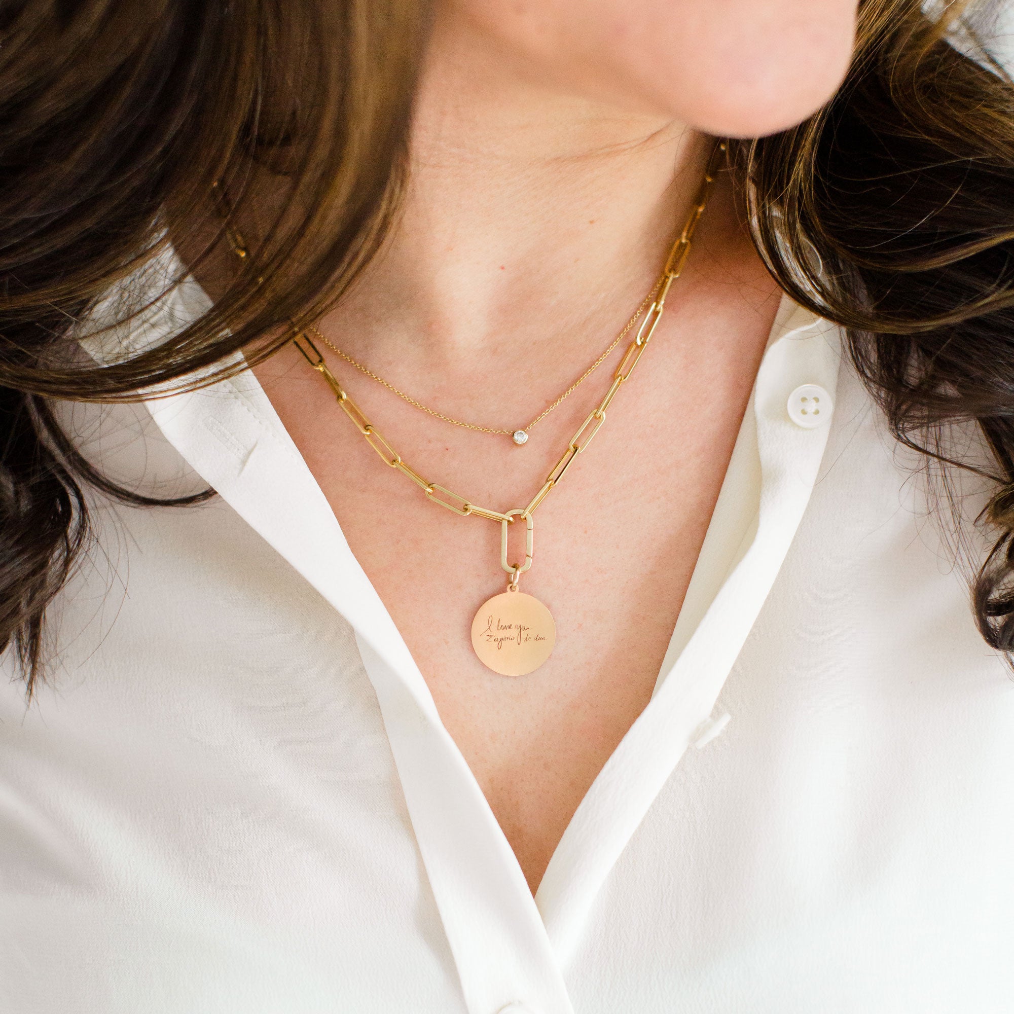 Love 14kt yellow gold charm necklace