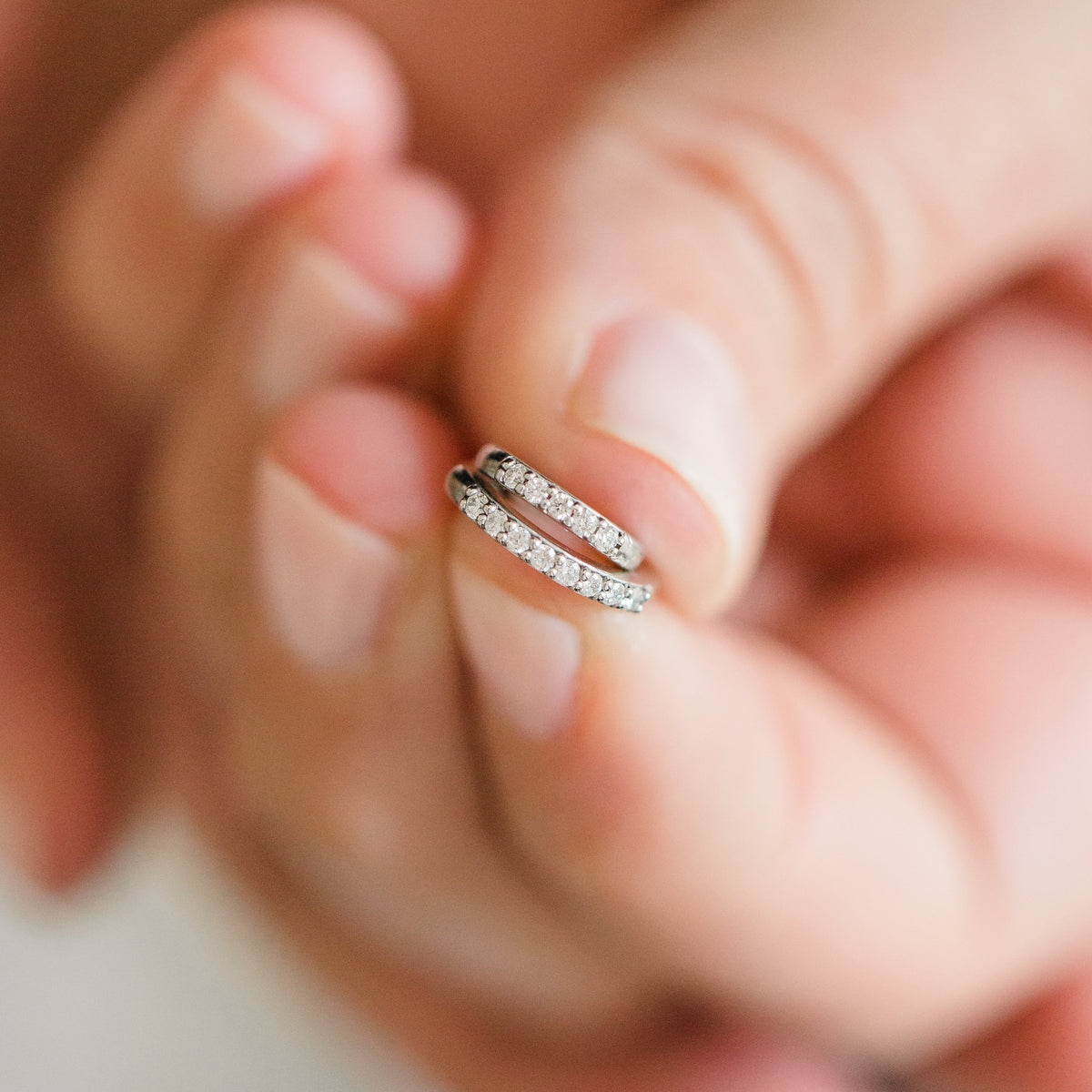Petite Diamond Huggie Hoop Earrings - Vana Chupp Studio