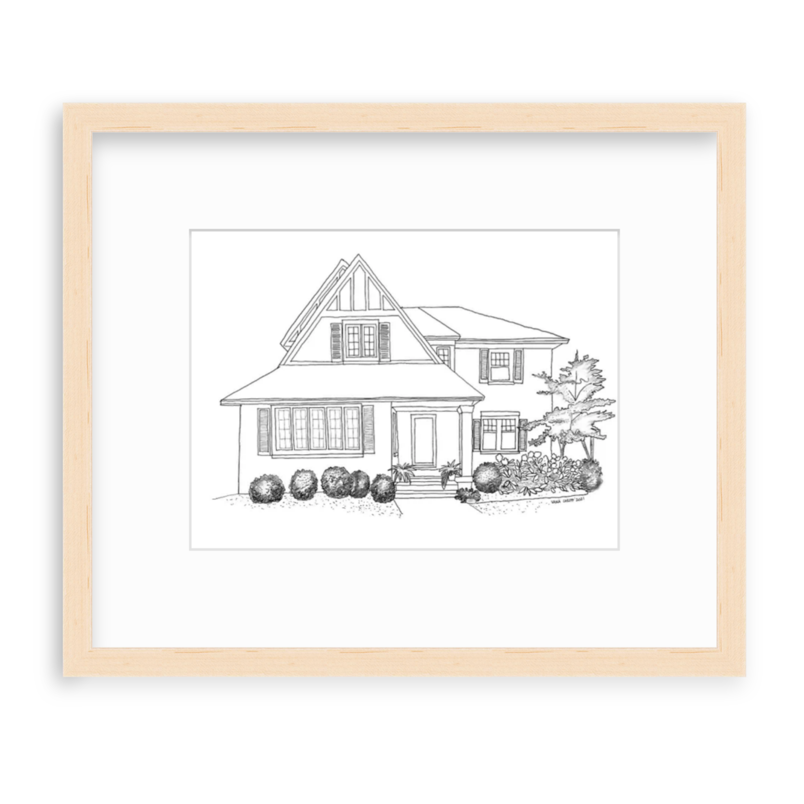 Custom Architectural House Sketch (Framed)