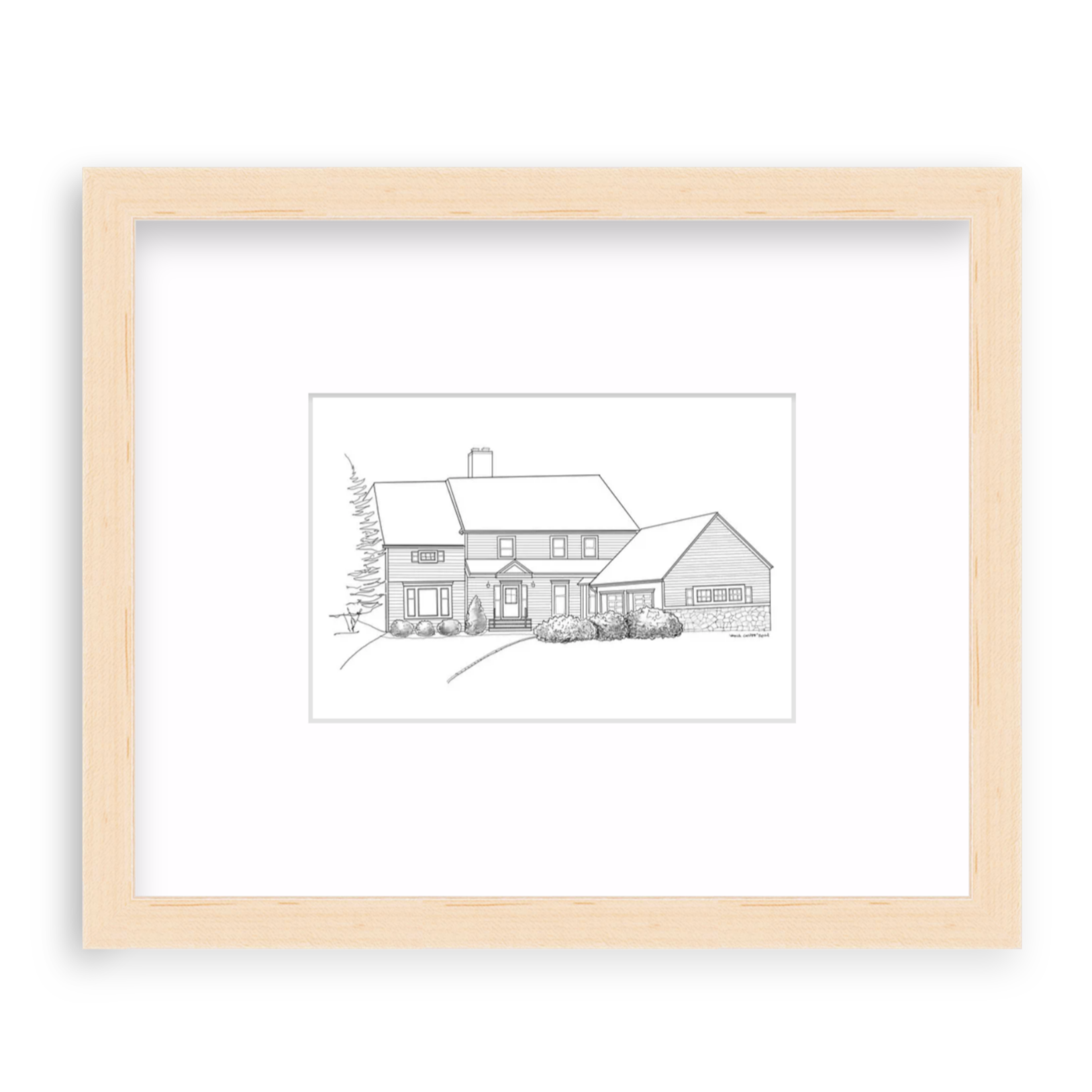 Custom Architectural House Sketch (Framed)