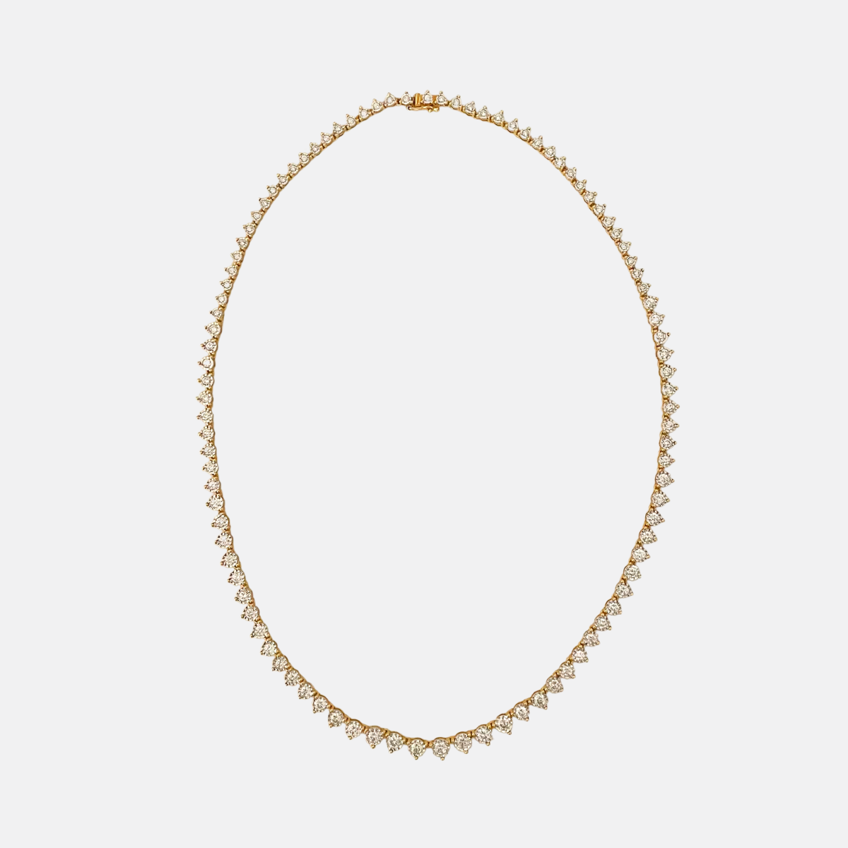 Vintage 18K Yellow Gold Riviera Style Tennis Necklace
