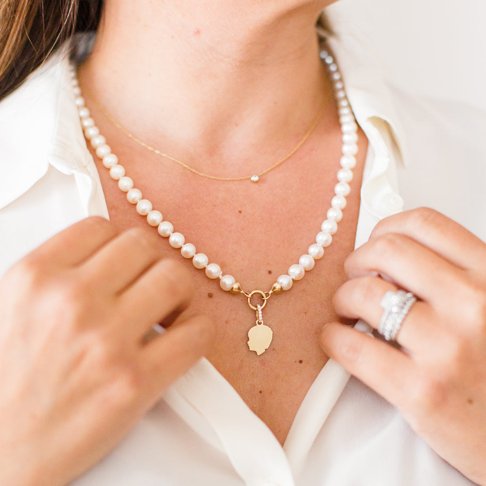 Pearl Pendant Round Shape Gemstone Pendant, Silver Necklace , Handmade  Pendant