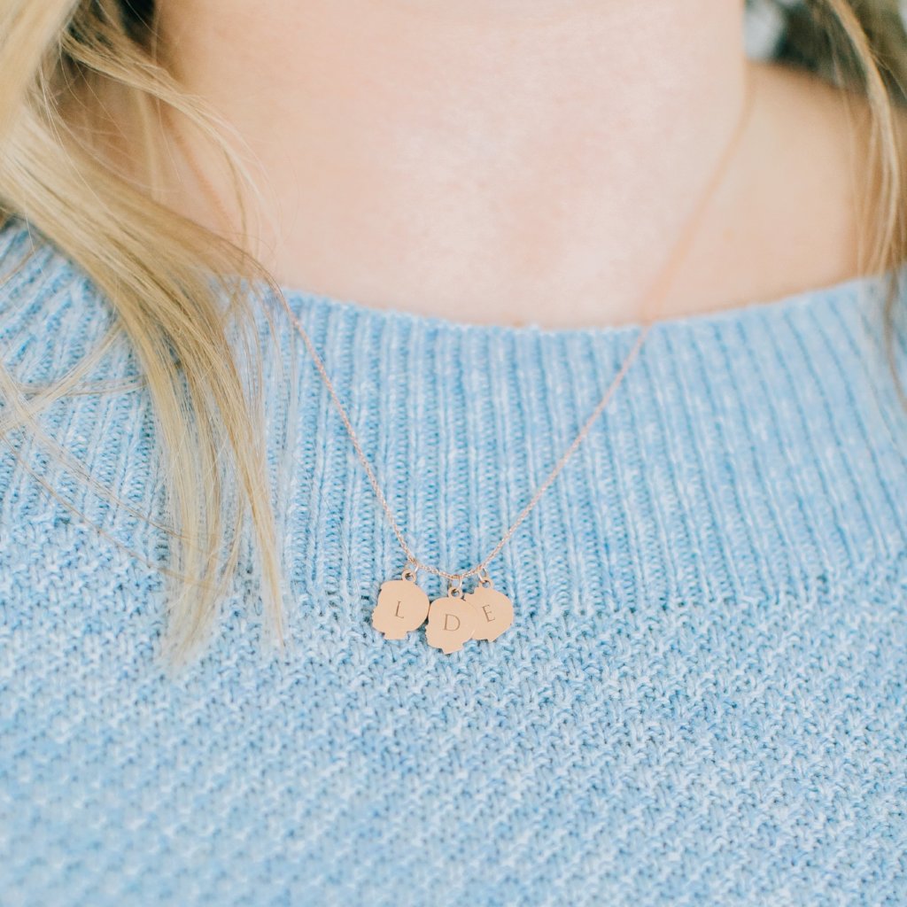 Tiny Silhouette Charm Necklace in 14K Rose Gold on Kate Bryan