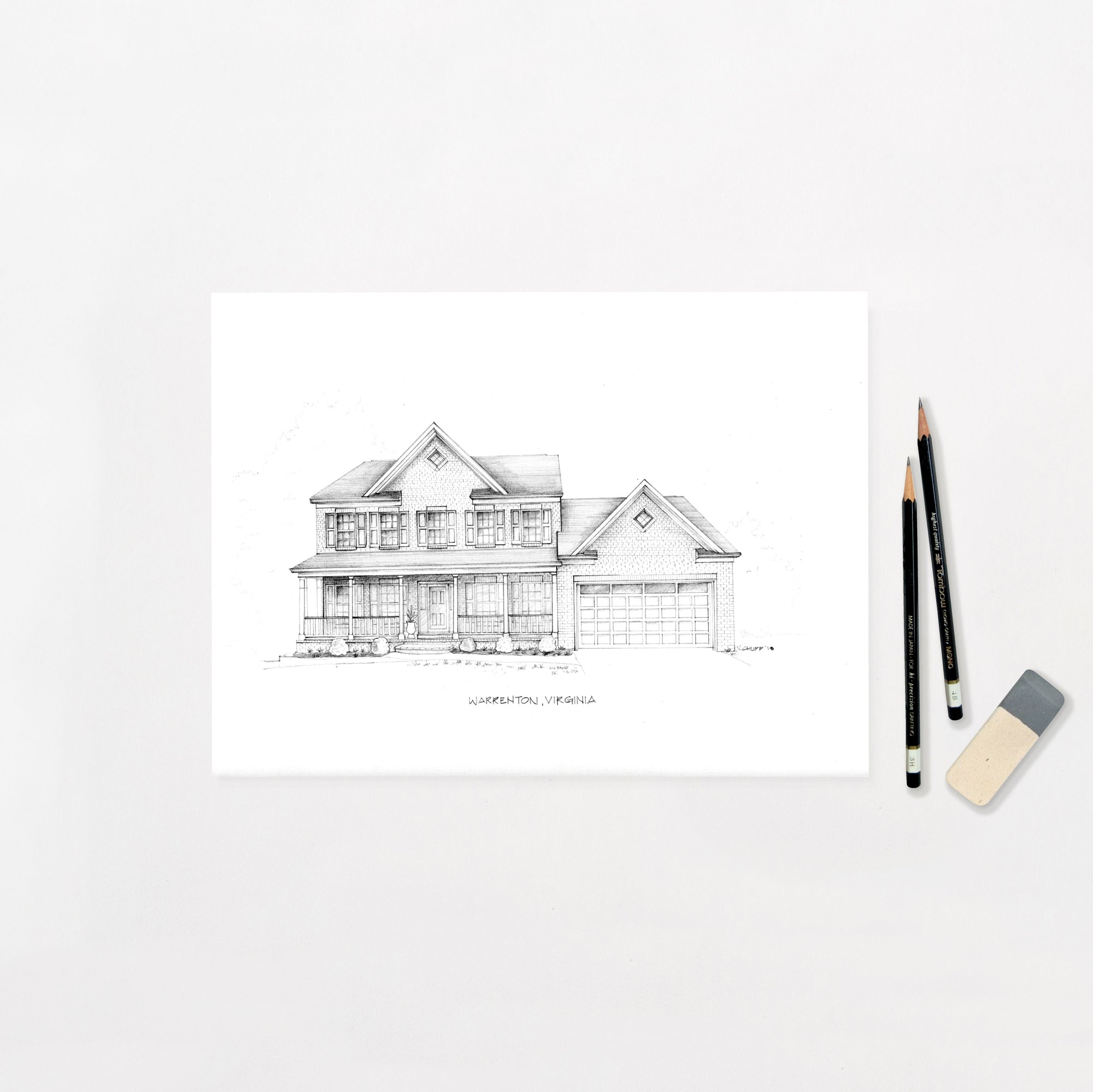 Deposit for Custom House Illustration - Pencil - Vana Chupp Studio